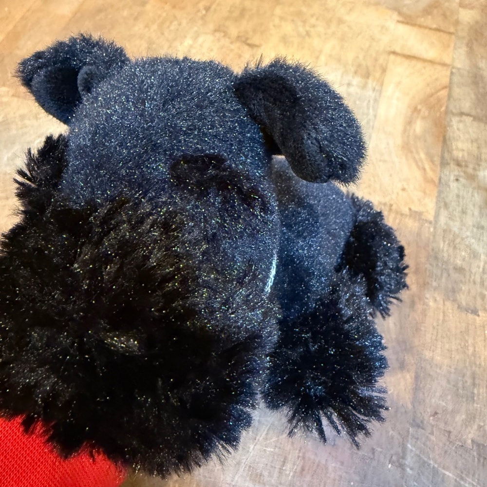 Black Plush Dog “Sammy” Justice 6 inch Black Terroir Dog Sparkly Collar - Picture 10 of 12